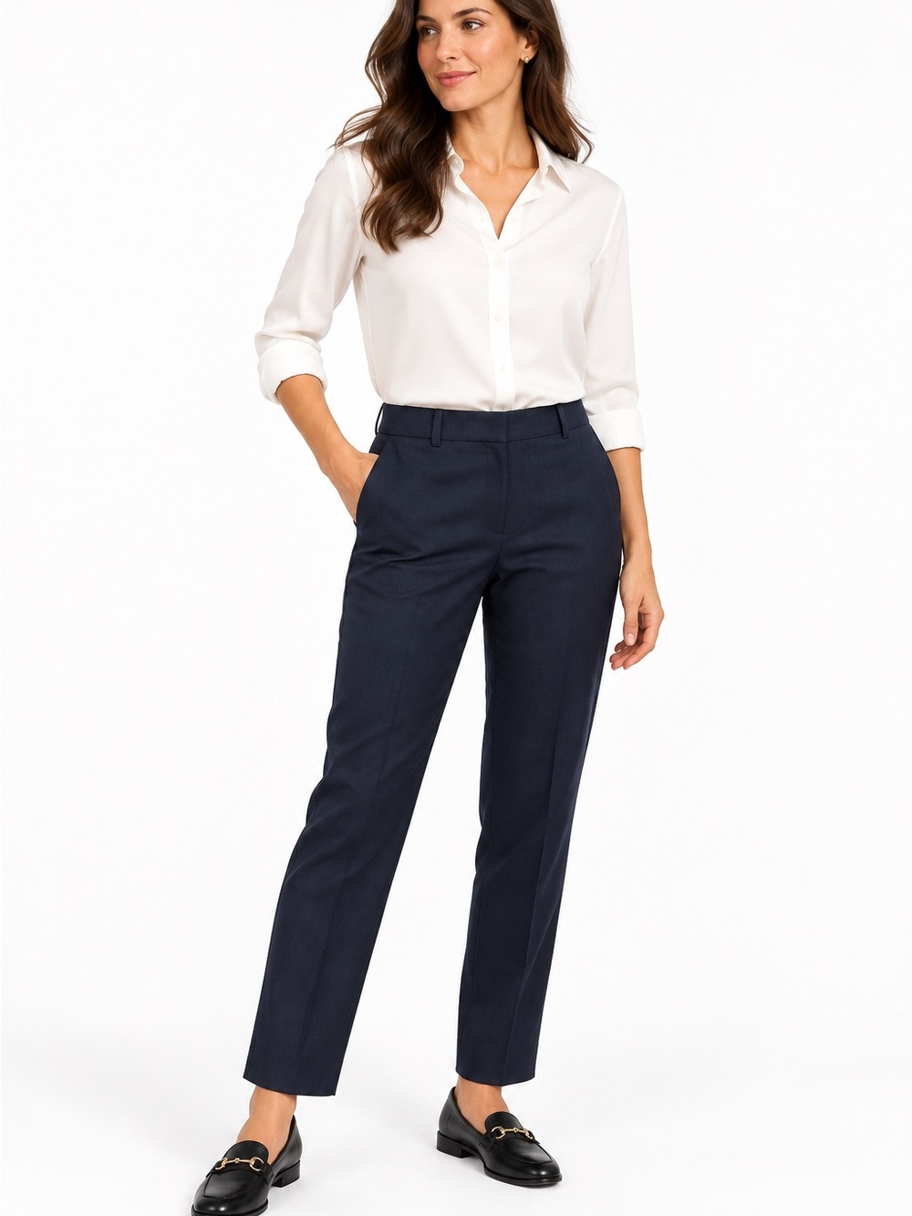 Brooks Brothers Red Fleece Navy Wool Blend Tailored Trouser Pants Size 8